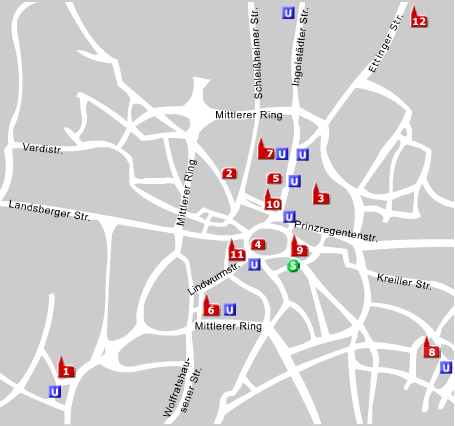 Stadtplan Mnchen (anklickbar)
